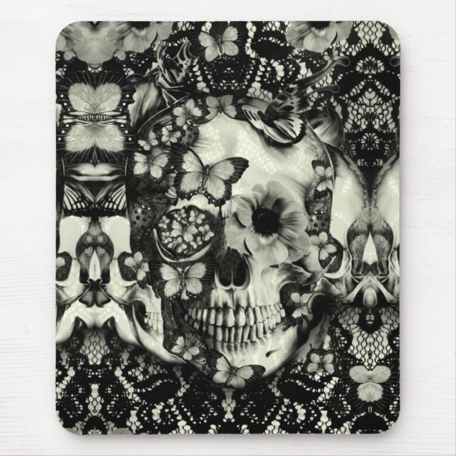 Mousepad Teste padrão gótico do crânio do laço do Victorian (Frente)