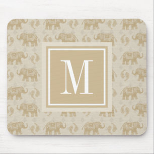 Mousepad Teste padrão Khaki da caravana do elefante do