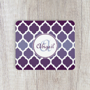 Mousepad Teste padrão marroquino roxo Monogrammed da