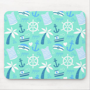 Mousepad Teste padrão náutico do marinheiro da hortelã