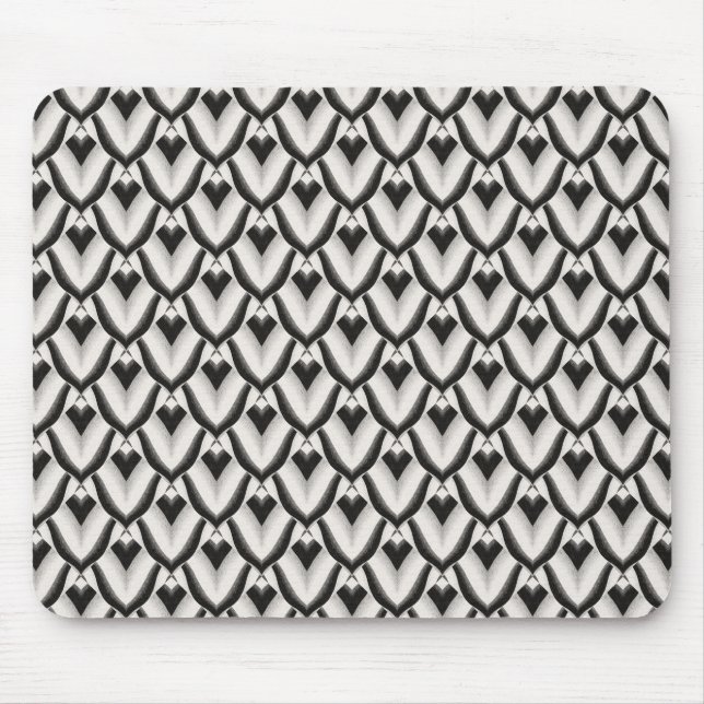 Mousepad Teste padrão Noir do art deco preto & branco (Frente)