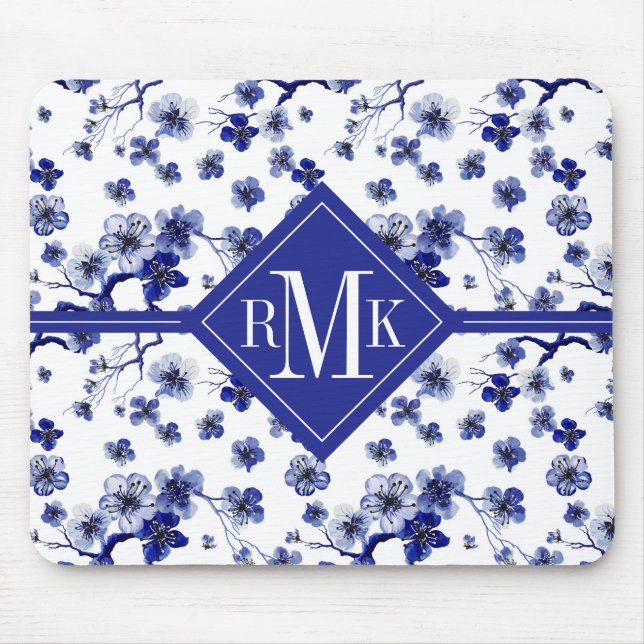 Mousepad Teste padrão oriental do ramo do monograma | (Frente)