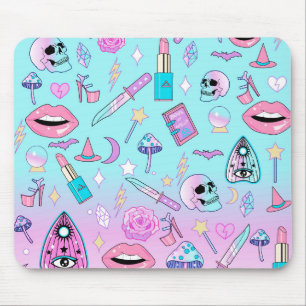 Mousepad Teste padrão Pastel feminino do gótico da bruxa