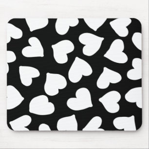 Mousepad Teste padrão preto e branco do coração