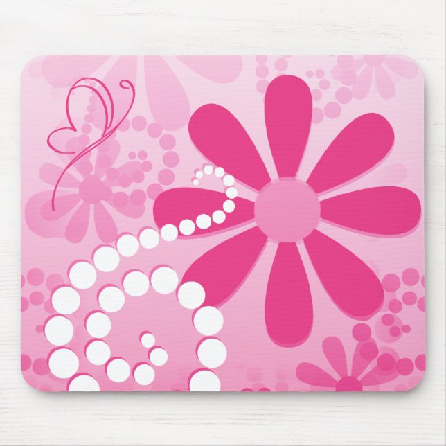 Mousepad Teste padrão retro bonito da margarida das flores (Frente)