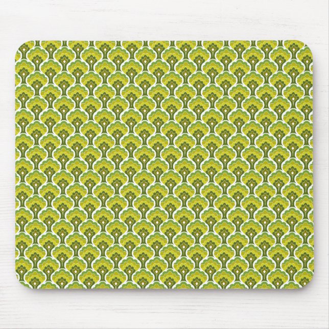 Mousepad teste padrão retro da árvore - verde (Frente)