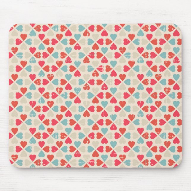 Mousepad Teste padrão retro do dia dos namorados (Frente)
