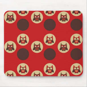 Mousepad Teste padrão retro legal da coruja & dos círculo