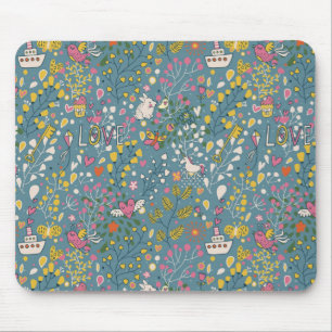 Mousepad Teste padrão romântico abstrato com desenhos