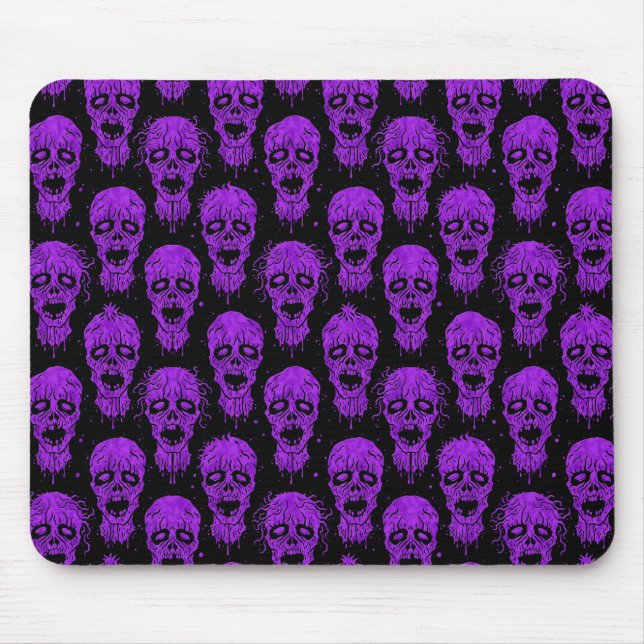 Mousepad Teste padrão roxo e preto do apocalipse do zombi (Frente)