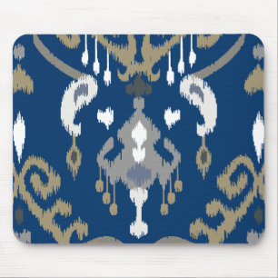 Mousepad Teste padrão tribal do ikat azul cinzento moderno