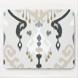 Mousepad Teste padrão tribal do ikat branco preto bege