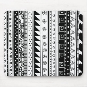 Mousepad Teste padrão tribal preto e branco
