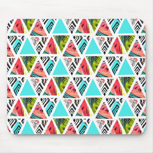 Mousepad Teste padrão tropical abstrato colorido (Frente)