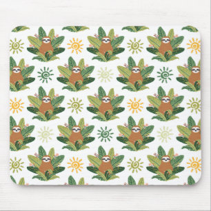 Mousepad Teste padrão tropical da preguiça