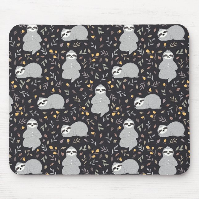 Mousepad Teste padrão tropical da preguiça do bebê (Frente)