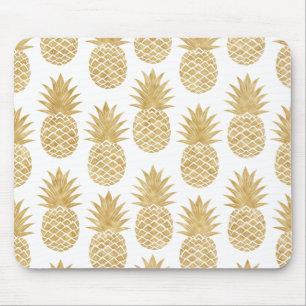 Mousepad Teste padrão tropical elegante do abacaxi do ouro