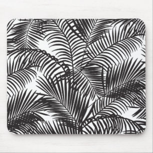 Mousepad Teste padrão tropical preto moderno das palmeiras