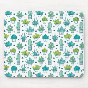Mousepad Teste padrão verde & azul do Succulent da aguarel