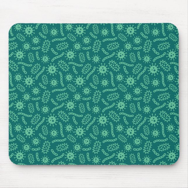 Mousepad Teste padrão verde dos micróbios (Frente)