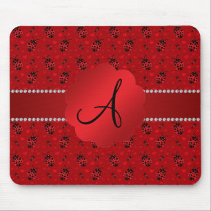 Mousepad Teste padrão vermelho dos joaninhas do monograma