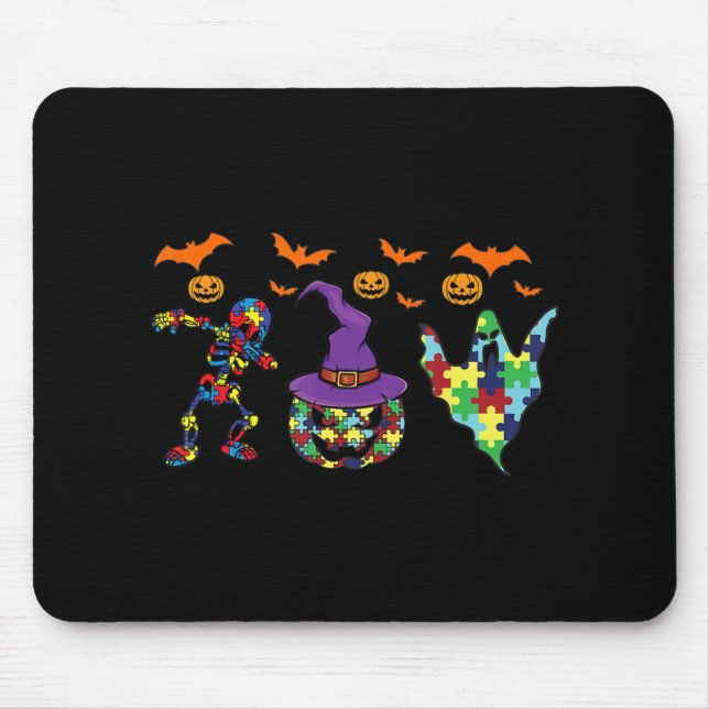 Mousepad Testemunha de Halloween Autismo Sensibilização Pum (Frente)