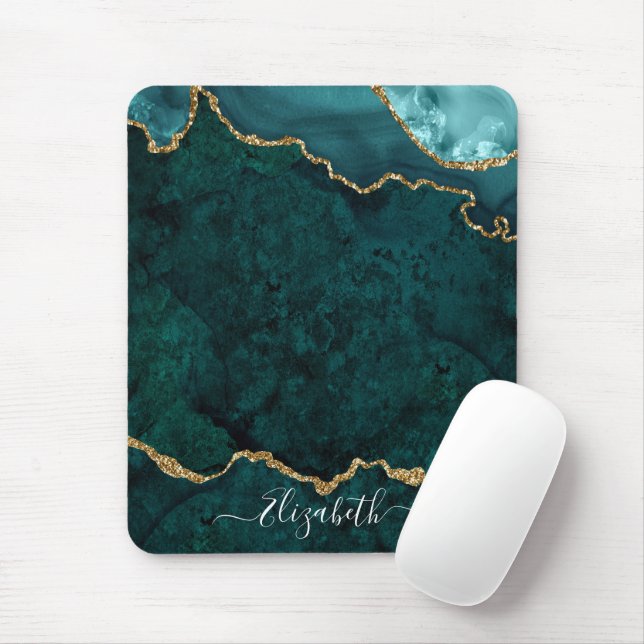 Mousepad Teto de Geodo Marble de Cor de Água Elegante Moder (Com mouse)