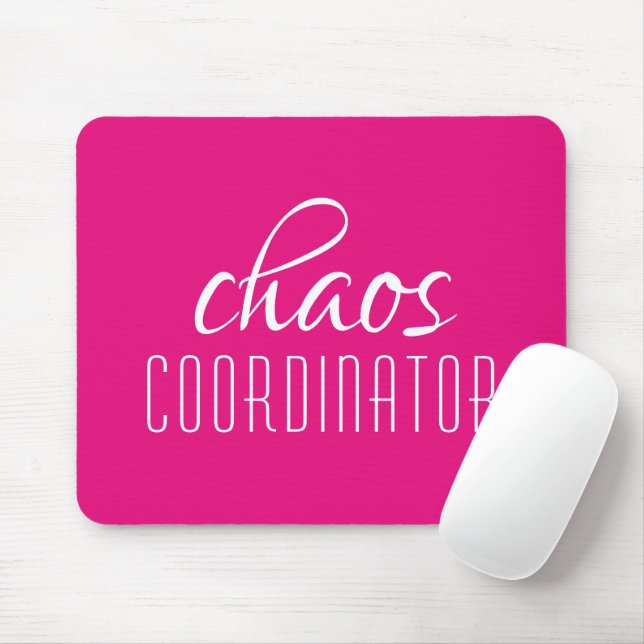 Mousepad Tex Tipográfico Rosa Coordenador do Caos (Com mouse)