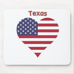 Mousepad Texas American Flag Heart