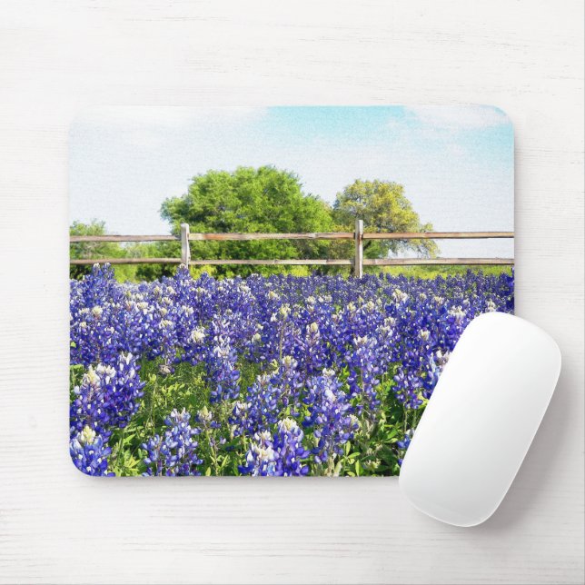 Mousepad Texas Bluebonnets por arte por cercas (Com mouse)