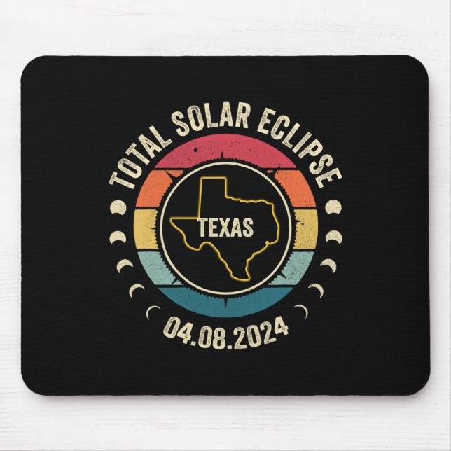 Mousepad Texas Total Solar Eclipse 2024 Totalidade American (Frente)