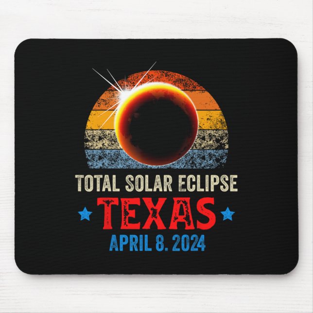 Mousepad Texas Total Solar Eclipse 8 de abril de 2024 Texas (Frente)