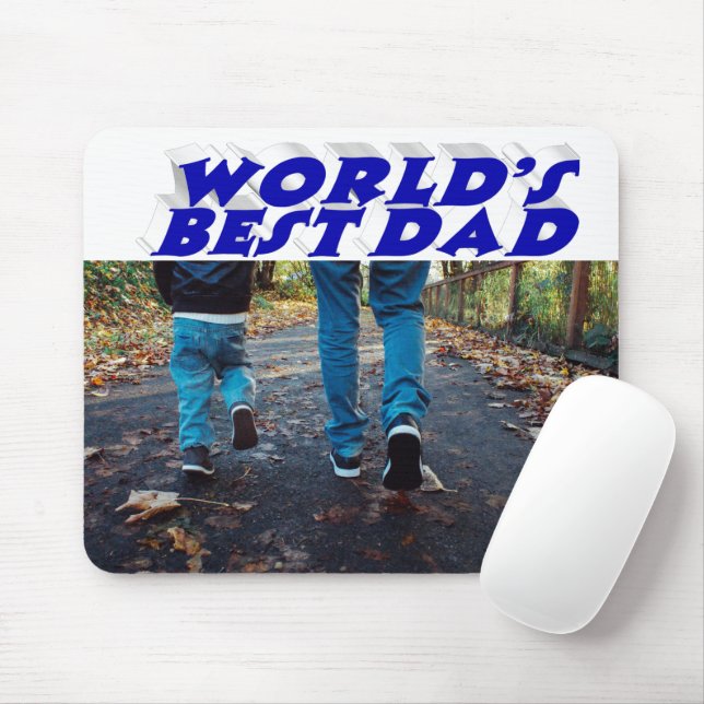 Mousepad Texto 3d azul da foto do melhor Pai (Com mouse)