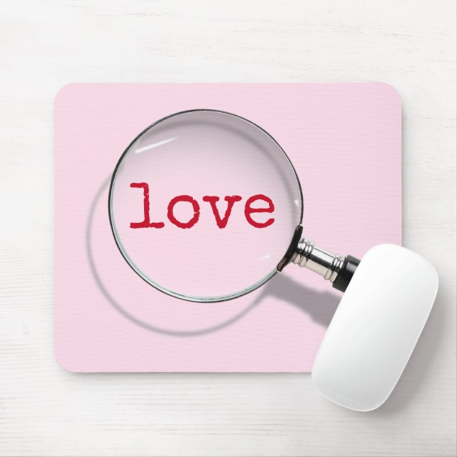 Mousepad Texto De Amor Sob Vidro De Ampliação (Com mouse)