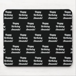 Mousepad Texto de aniversário feliz personalizável | Preto 