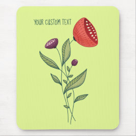 Mousepad Texto de Arte de Linhas Botânicas Abstrato da Flor