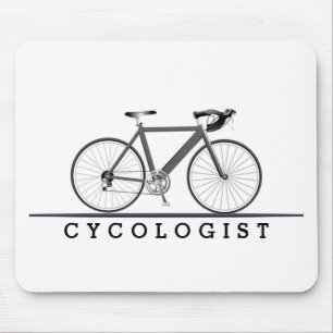 Mousepad Texto de cicologista com Bicicleta de Cinza