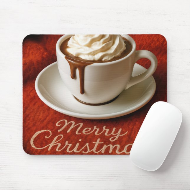 Mousepad Texto de Natal Alegre Com Bebida de Chocolate Quen (Com mouse)