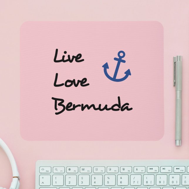 Mousepad Texto de Script do Live Love Bermuda com Âncora (Criador carregado)