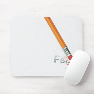 Mousepad Texto do Medo com a Borracha Lápis