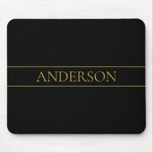 Mousepad Texto e Linhas de Ouro Elegantes e Personalizáveis