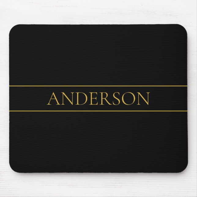 Mousepad Texto e Linhas de Ouro Elegantes e Personalizáveis (Frente)