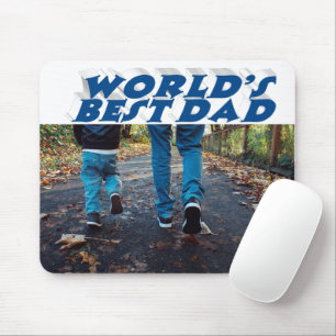 Mousepad Texto em 3d azul de foto do melhor Pai