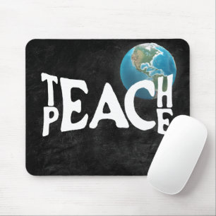 Mousepad Texto "Ensinar a Paz" com o planeta Terra