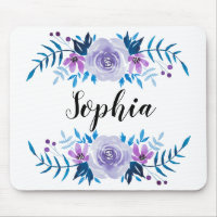 Texto floral roxo azul do costume da grinalda da