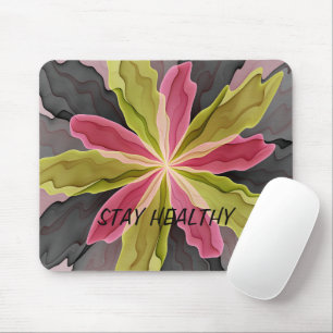 Mousepad Texto Fractal de Flor Verde-Rosa Antracite Fantasi