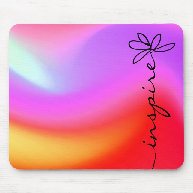 Mousepad Texto INSPIRE no abstrato neon (Frente)