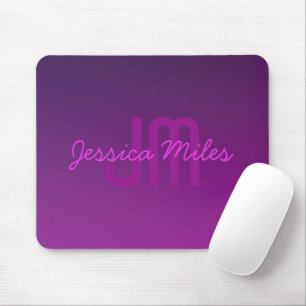 Mousepad Texto Monogramado Editável Moderno & Ombre Roxo