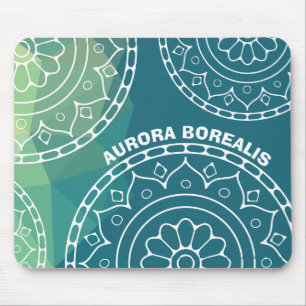 Mousepad Texto personalizado amarelo-verde-azul de Mandala