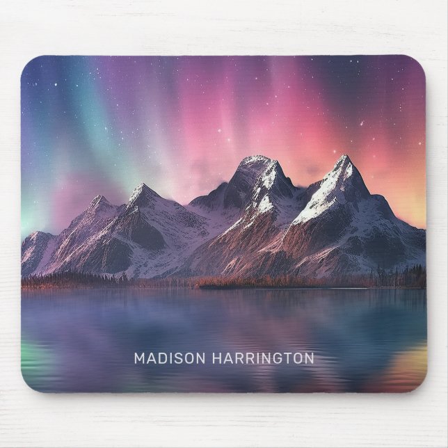 Mousepad Texto personalizado Aurora Borealis (Frente)